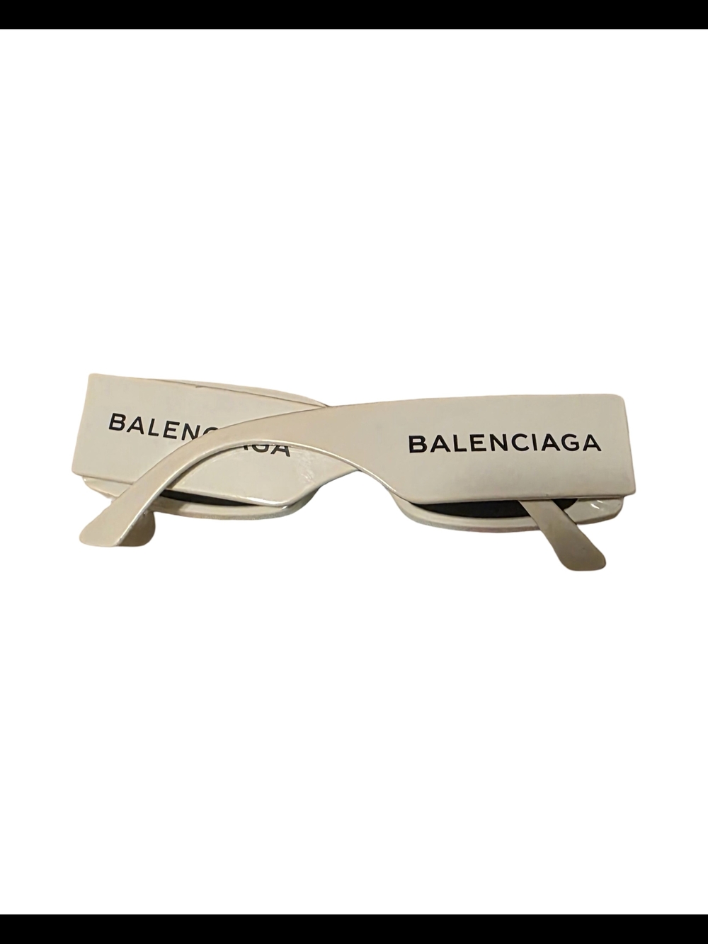 Balenciaga White Rectangular Logo Sunglasses
